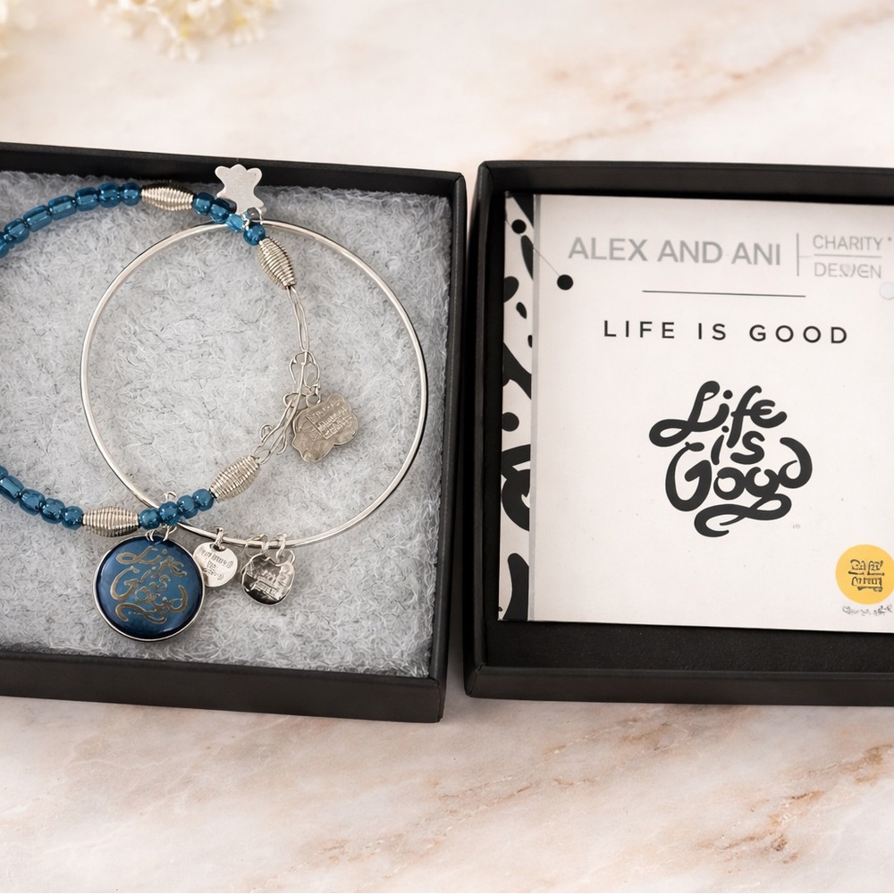 Alex and Ani Silver with Blue Beaded Bracelet